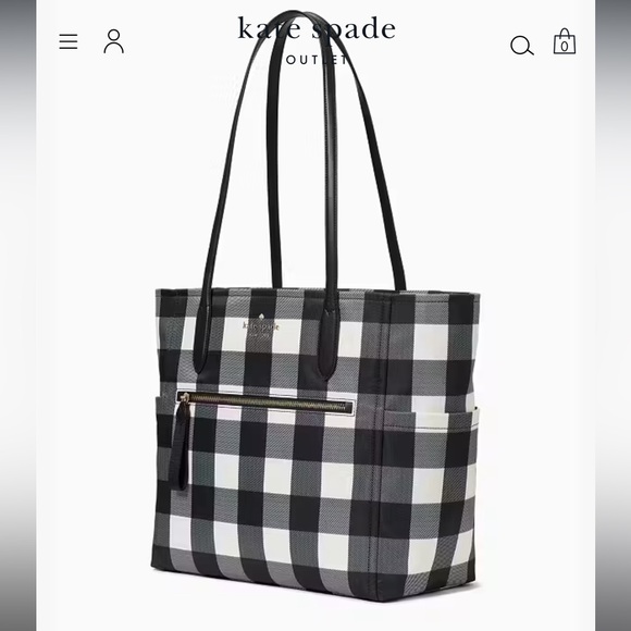 Kate Spade Black and White Checkered Tote Bag - Picture 2 of 15